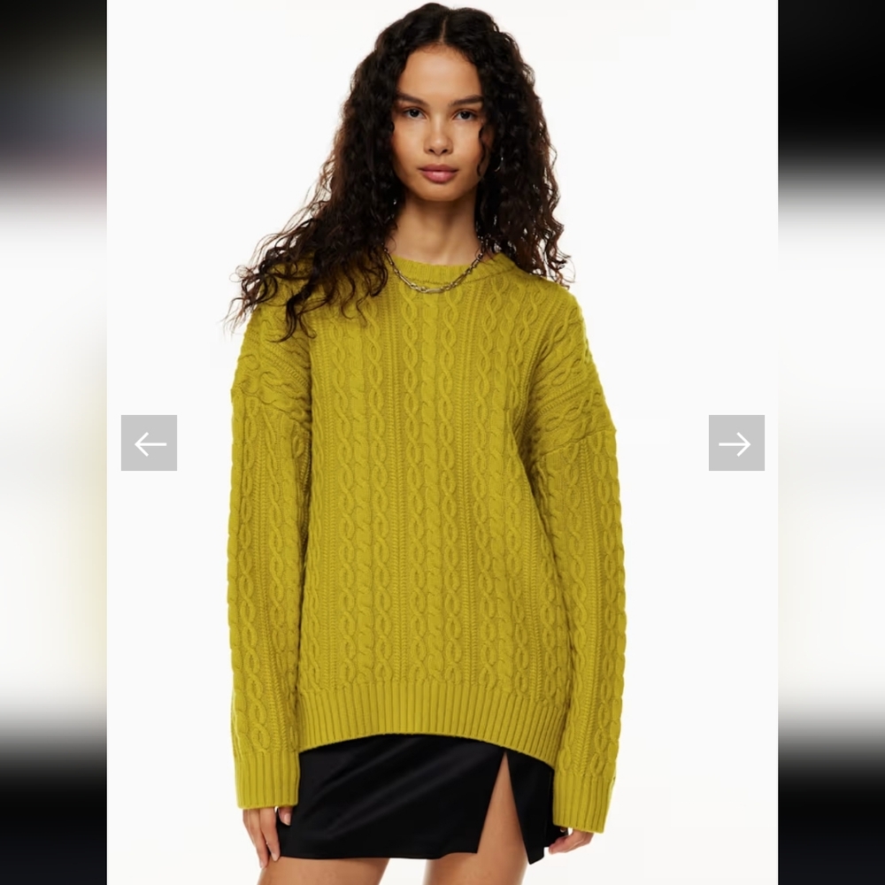 Sunday Best Aritzia Peggy Green Cable Knit Oversized Sweater L Fisherman